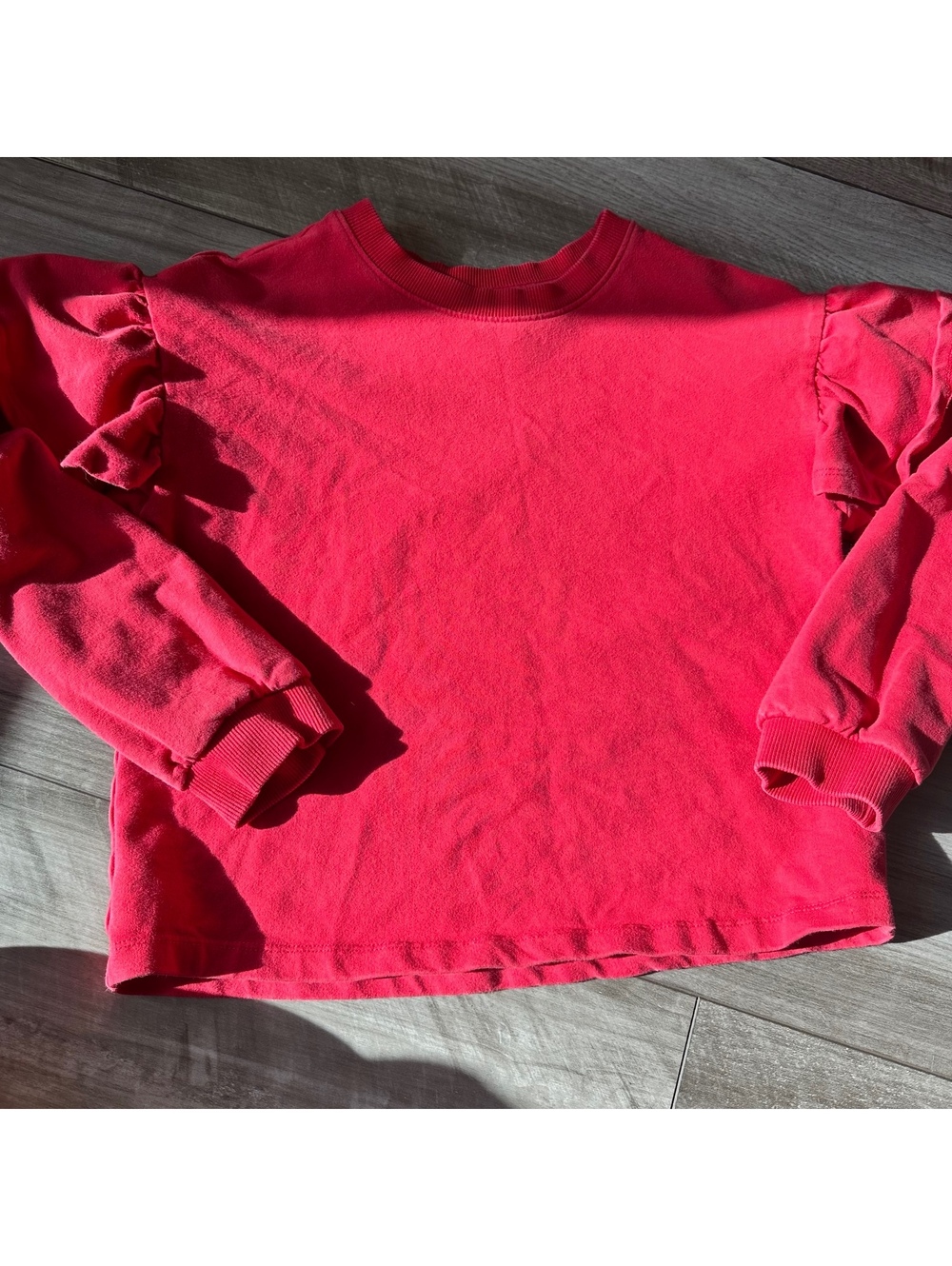 Hanna Andersson Red Ruffle Sleeve Sweatshirt Cozy Casual Kid 10